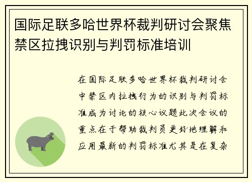 国际足联多哈世界杯裁判研讨会聚焦禁区拉拽识别与判罚标准培训